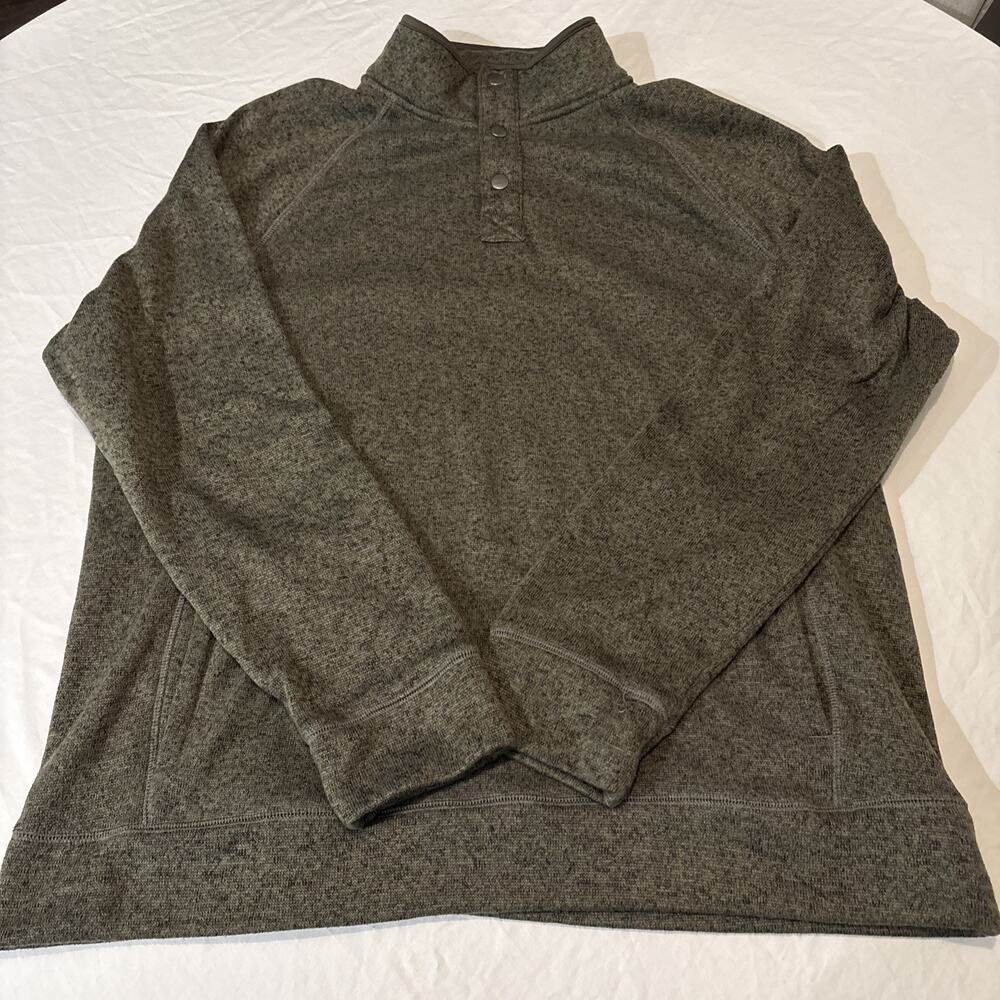 Sonoma Sweater T Shirt Men Size XL Gray Blue Pocket 1/4 Button Up Good For Life